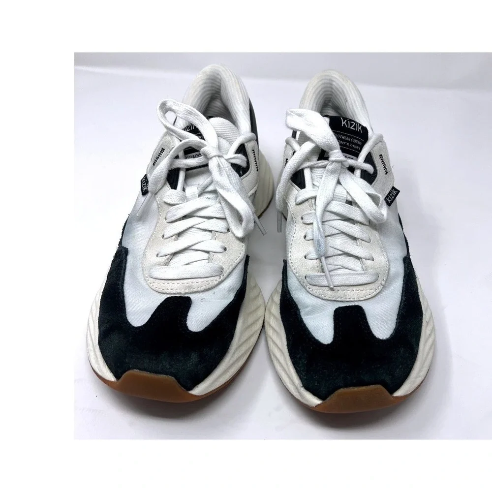 Kizik Monaco White/Black Hands-Free Slip in/on Shoes Womens size 8 Walking Retro